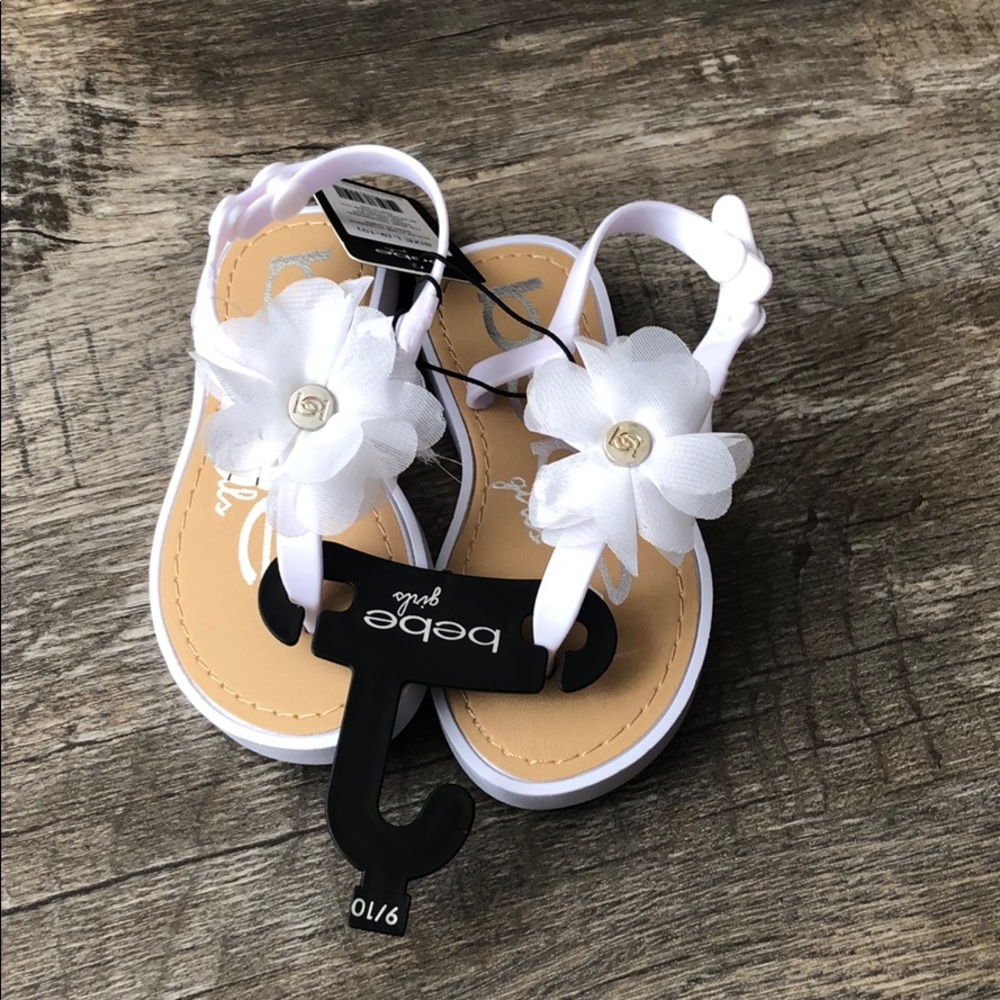 Bebe kids white floral sandals shoes NWT - Picture 2 of 4